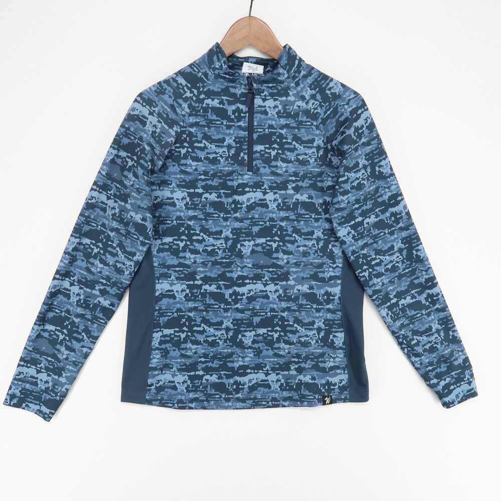 Waggle Golf Quarter Zip Pullover Mens‎ Small Blue Camo Lightweight Stretch
